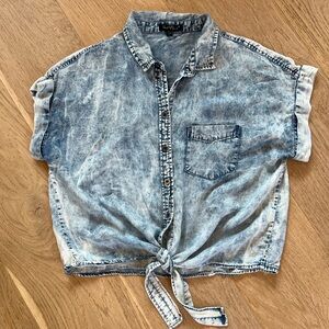 Velvet Heart stone washed tie front top